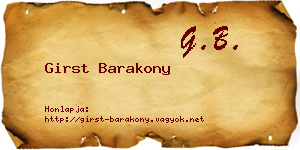 Girst Barakony névjegykártya